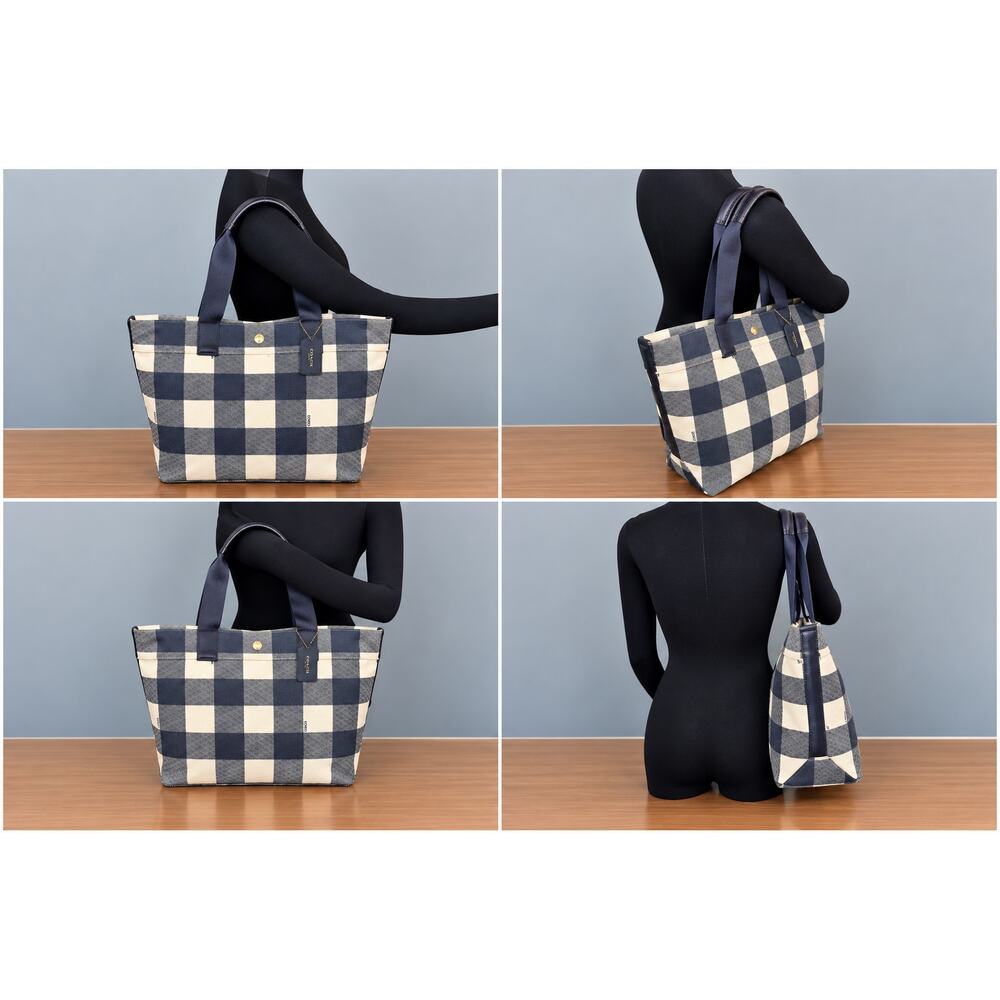 Coach F25919 Buffalo Plaid Canvas Tote Bag & F26620 Large Wristlet - Picture 12 of 14
